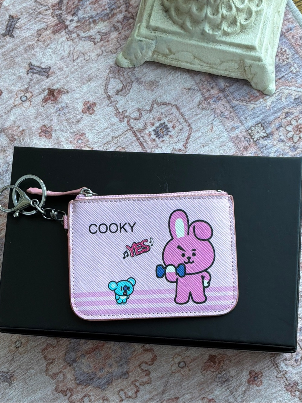 Pink Kids Card Wallet with Key Ring
